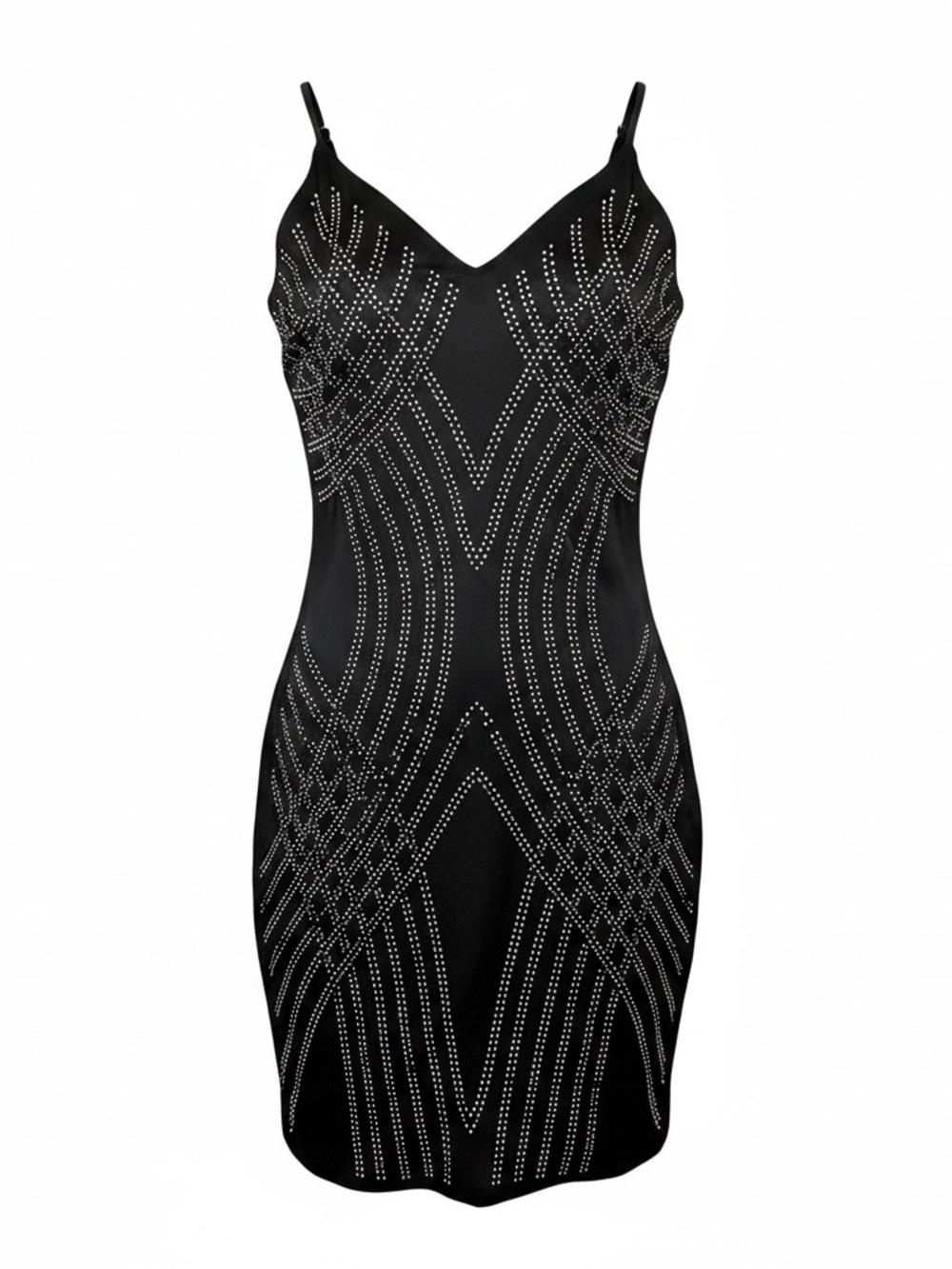 Black Rhinestone Bodycon Slip Dress